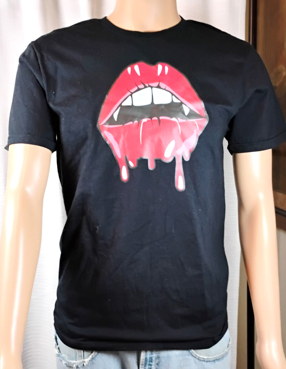 Dripping Lips Graphic Tee Black Goth Punk Grunge Alternative T Shirt Medium